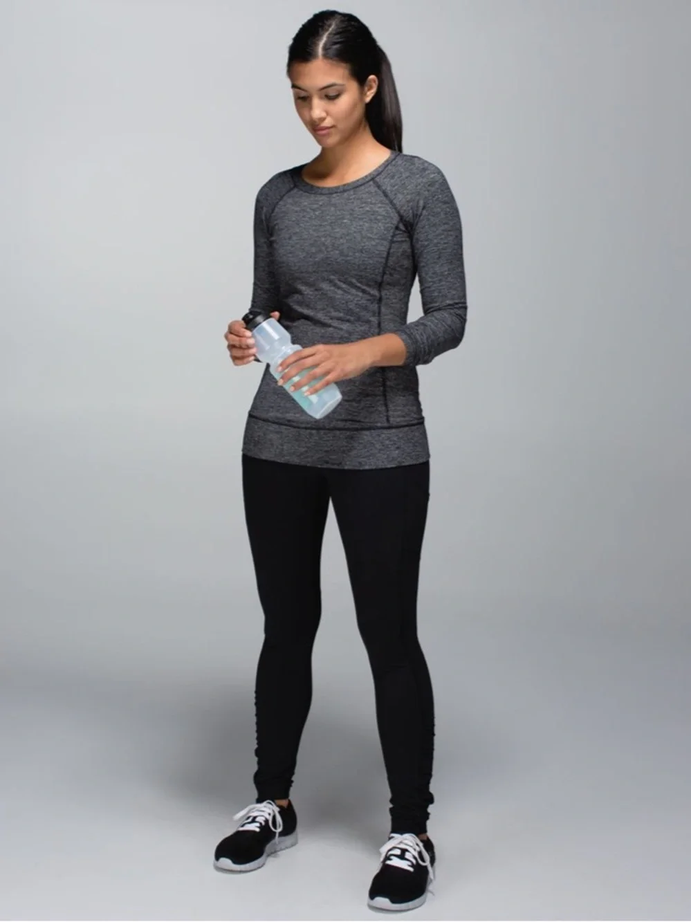 Lululemon Race Your Pace Long Sleeve Wee Stripe Black Heathered Black Size 2